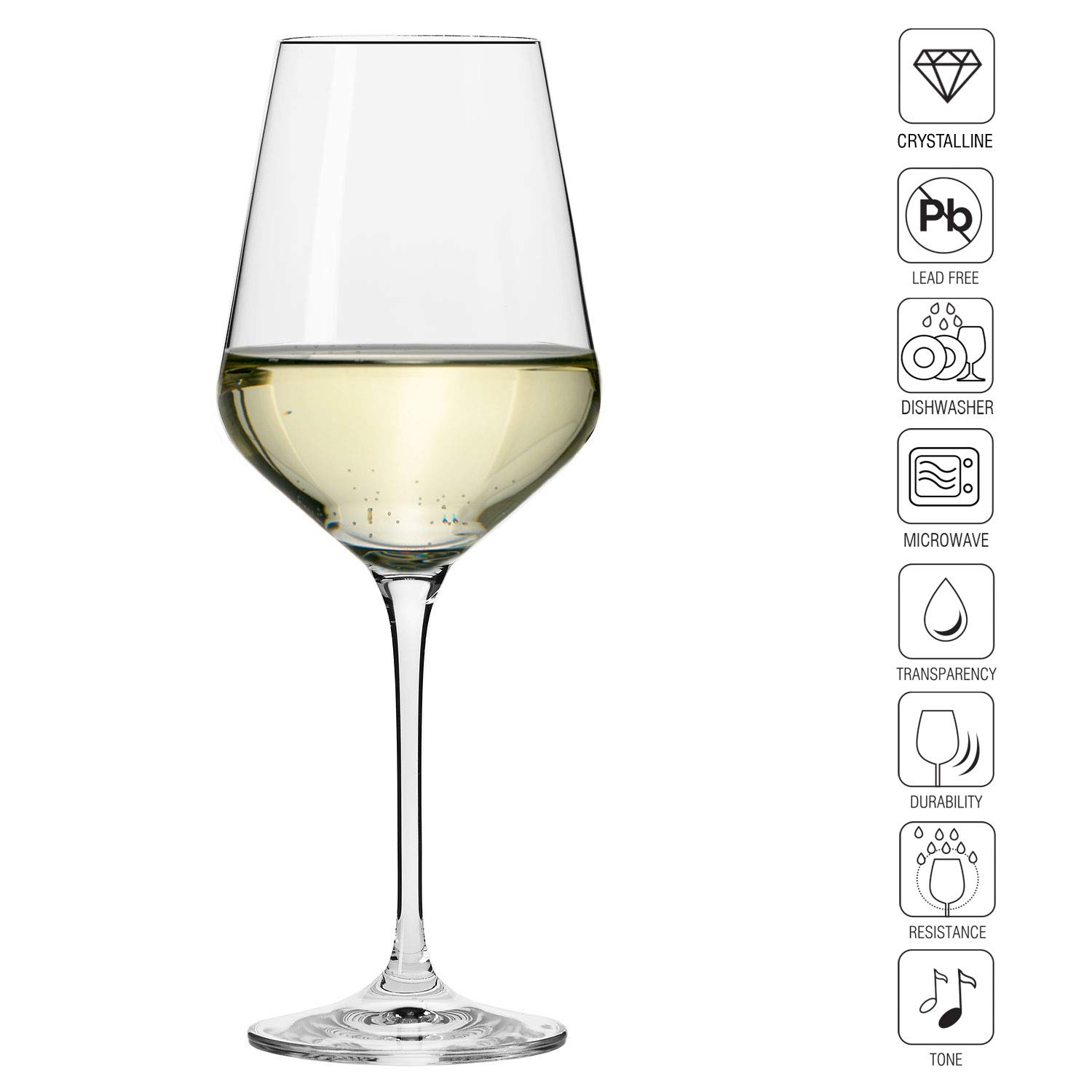 Krosno Lot De 6 Verres à Vin Blanc Venezia 250 Ml – Verre Cristallin Transparent – Élégant Et Robuste – Lave-vaisselle OK