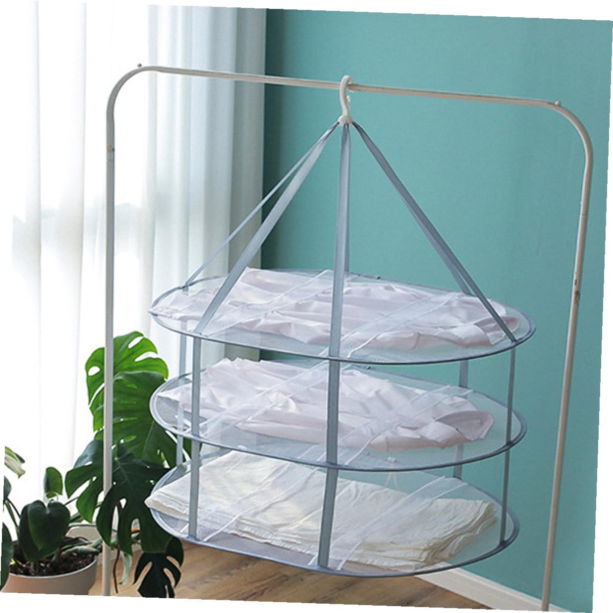 Unomor 3pcs Mesh Clothes Drying Basket Set for Socks and Sweaters, Household Laundry Storage Hangers with Flat Air-Dry Design, Stackable Laundry Organizer for Indoor and Balcony Use