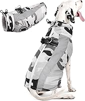 Vista 1 de FUAMEY Chaquetas de invierno para perros grandes, abrigo para perro con arnés integrado, trajes de nieve impermeables para perros, chaqueta cálida