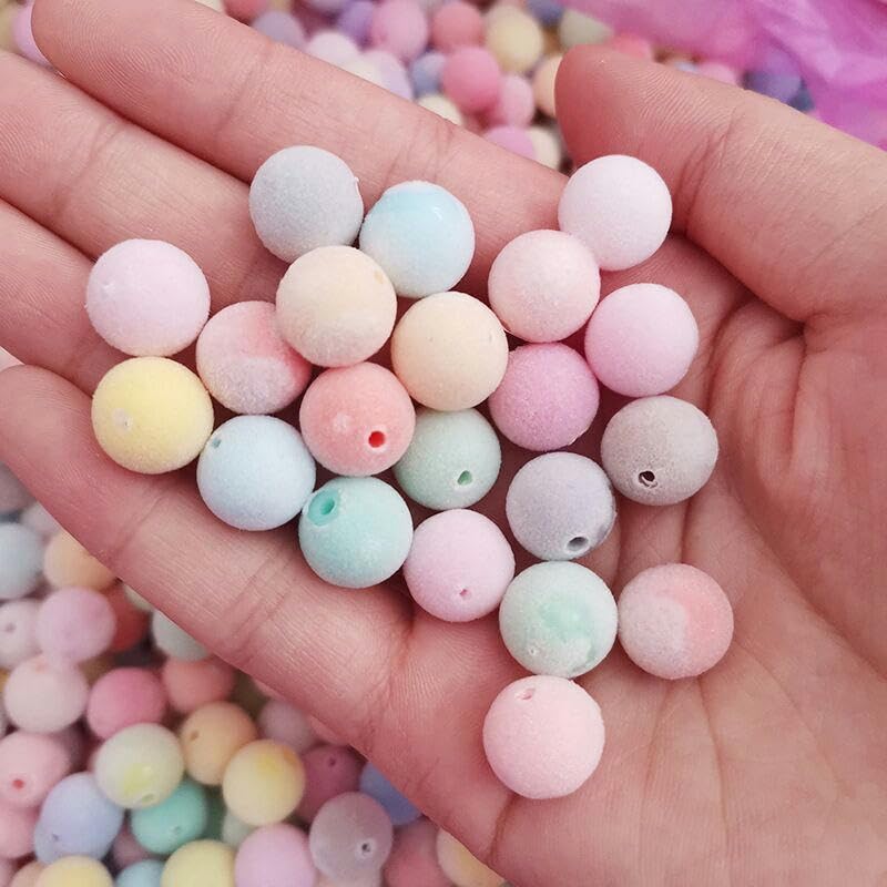 Cuentas redondas acrílicas de terciopelo multicolor de 10mm para bisutería 4