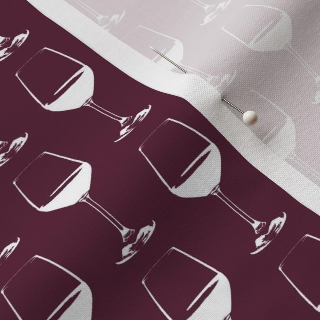 Spoonflower Fabric - Wine Glass Small Red Vintage Printed on Petal Signature Cotton Fabric by The Yard - Sewing Quilting Apparel Crafts Decor