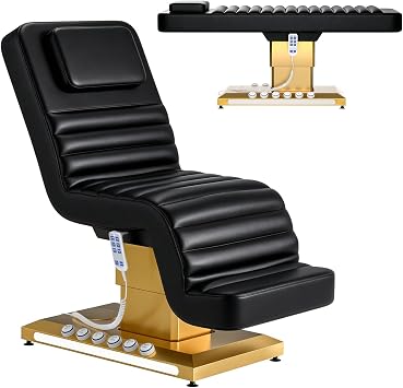 Drexo Full Electric Lift Massage Table, Fully Electric Massage Table, Professional 3 Motor Esthetician Bed with Armrests, Headrest, Length Adjustable for Esthetician, Massage Spa,Therapists,Black