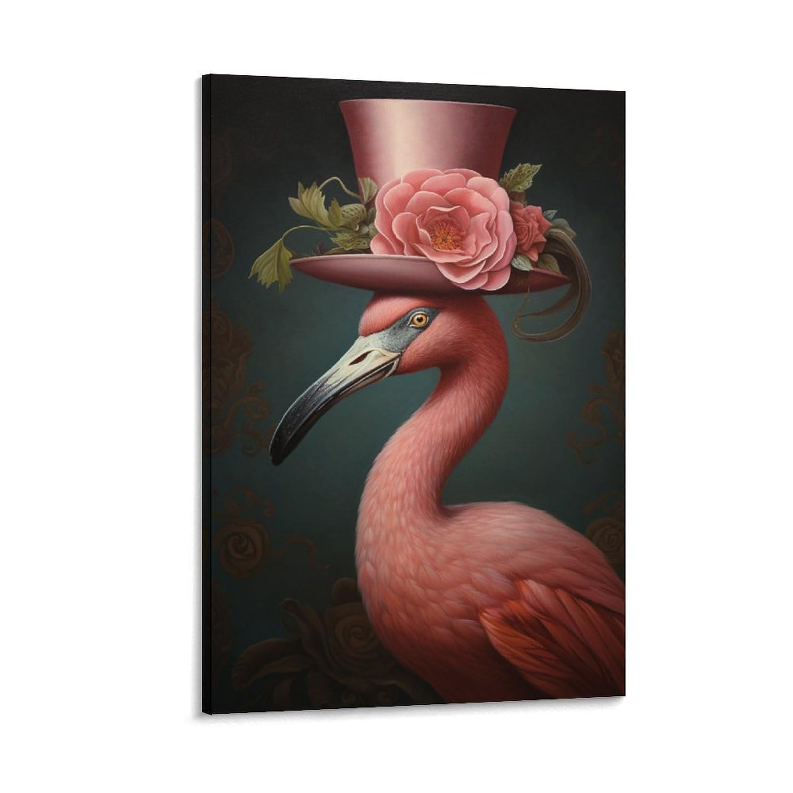 Foccar Frame-Style-1 Canvas Wall Art Crimson Royal Flamingo Wall Decorations For Living Room Glam Flowers Animals Modern Hang Pictures Wall Artwork
