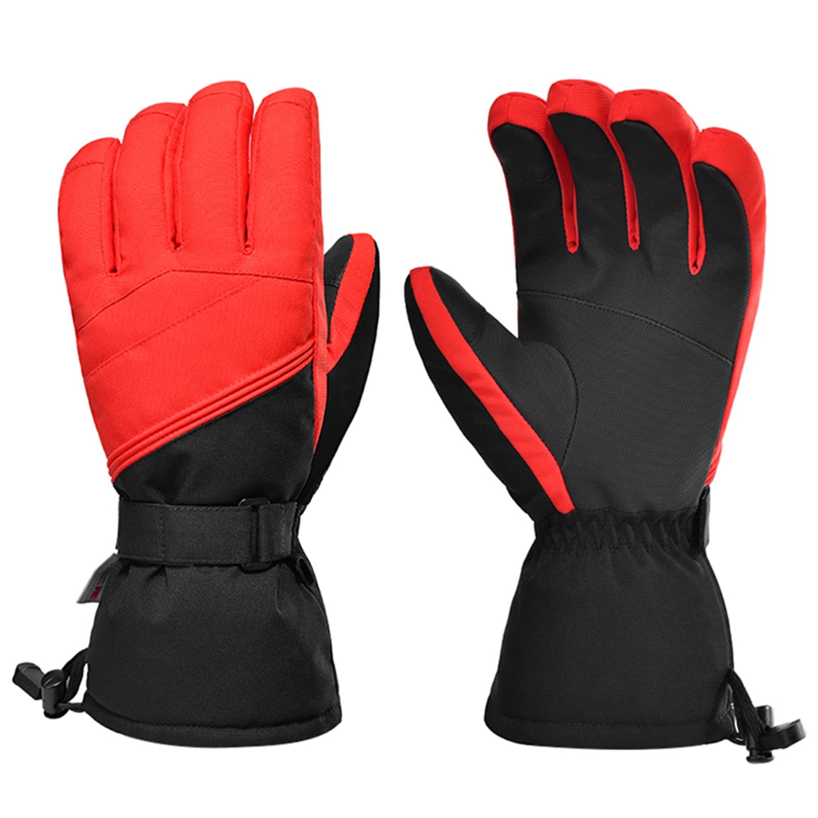 Rękawice narciarskie śnieżne ekran dotykowy zima ciepłe pełne palec wodoodporne motocyklowe termiczne pogrubione rękawice snowboardowe, czerwone, XL (palmowa 9,5 cm)