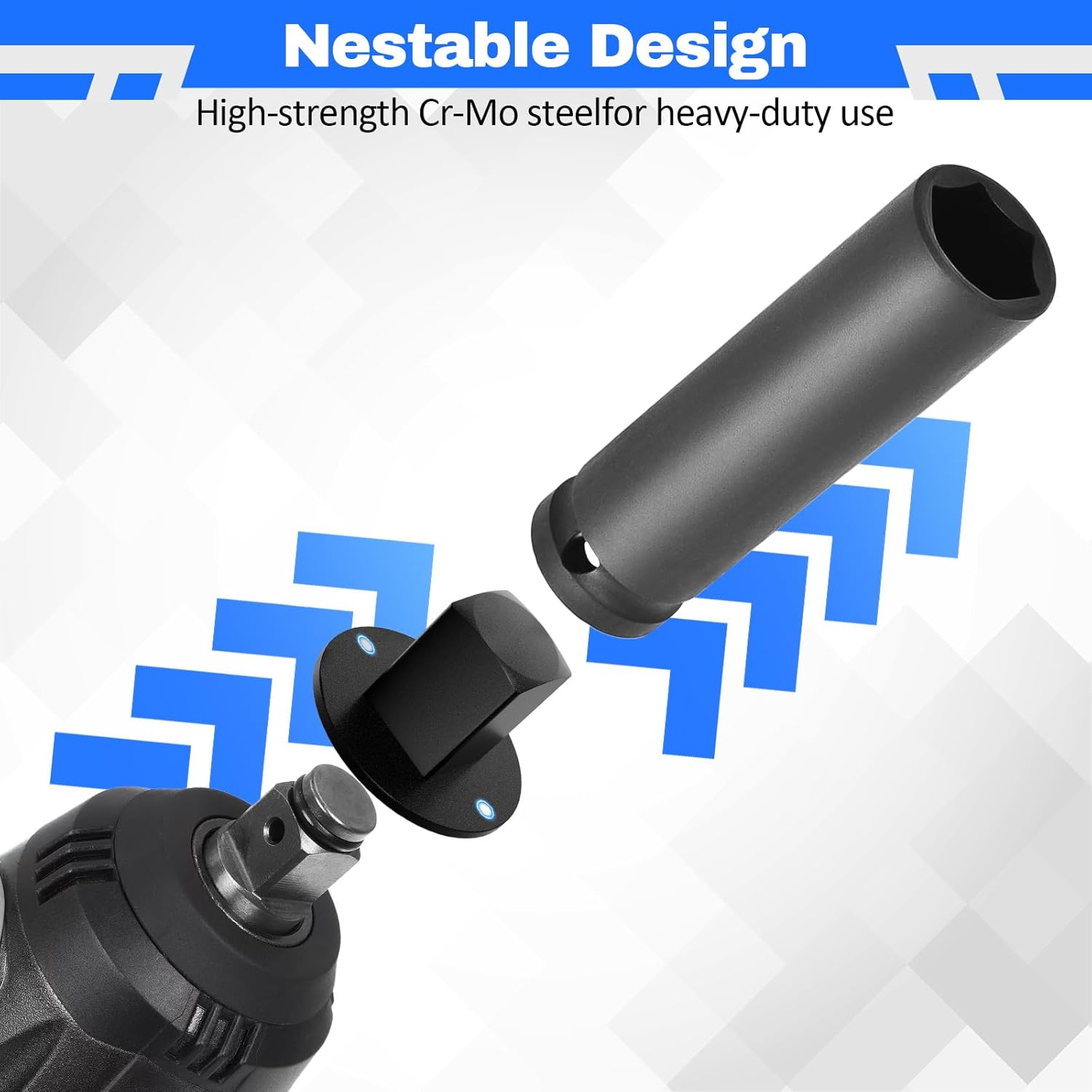 4PCS Low Profile Socket Adapter Set, Drive Ratchet Adapter for Tight Spaces 3/4" to 1", 1/2" to 3/4", 3/8" to 1/2", 1/4" to 3/8"