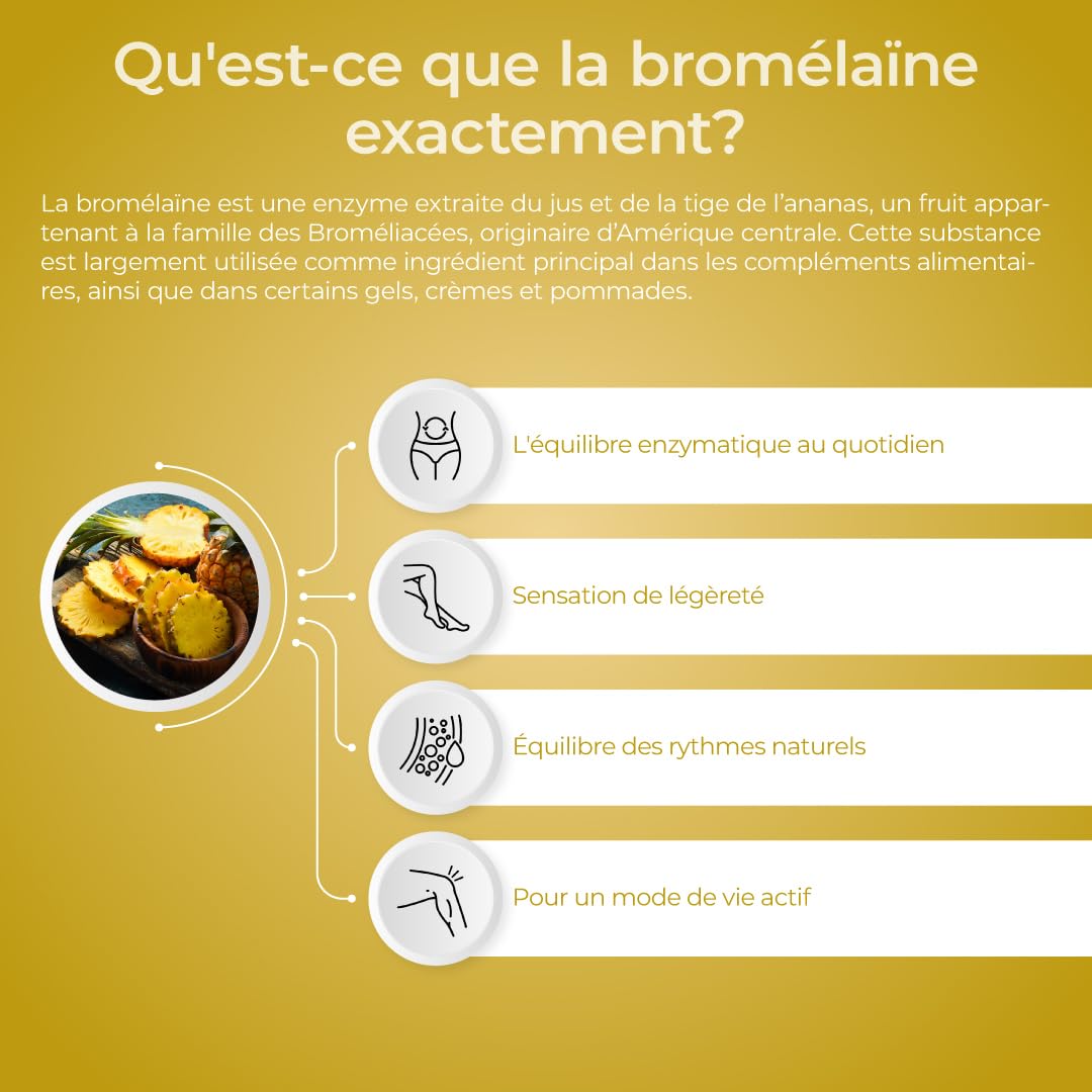 Bandini® Bromélaïne Forte 5000 GDU/g 200 Comprimés Gastro-résistants - Enzyme digestif - Extrait d'ananas - Broméline Strong, pure, hautement dosée, haute absorption, Produit en Italie, 100% Végan