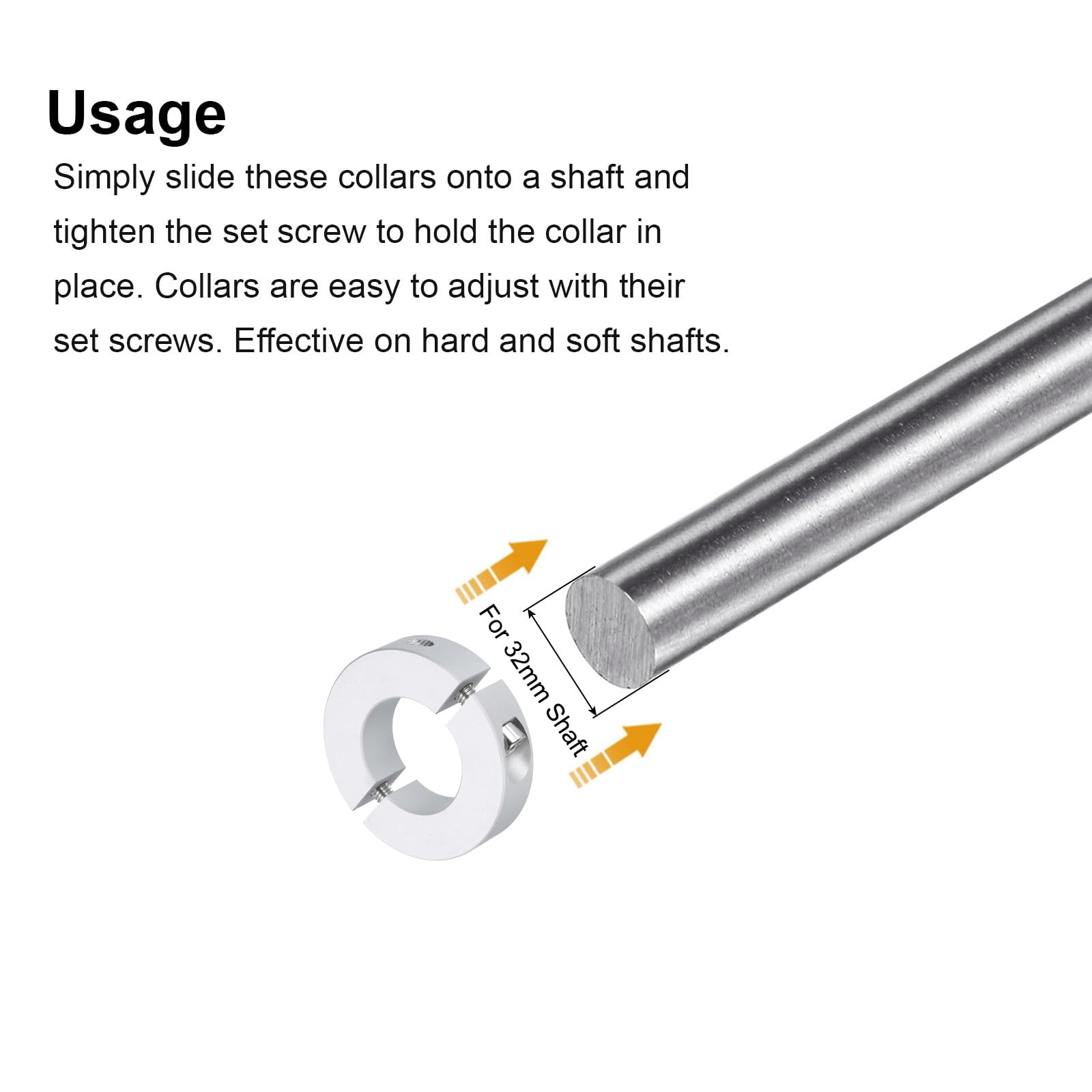 QUARKZMAN 2 Stück Geteilte Stellringe 32mm Bohrung 60mm OD 15mm Dicke Aluminiumlegierung Tiefenanschlagringe für Rad Schubkarren Achsgetriebe Einheiten Maschine Werkzeug Industrie