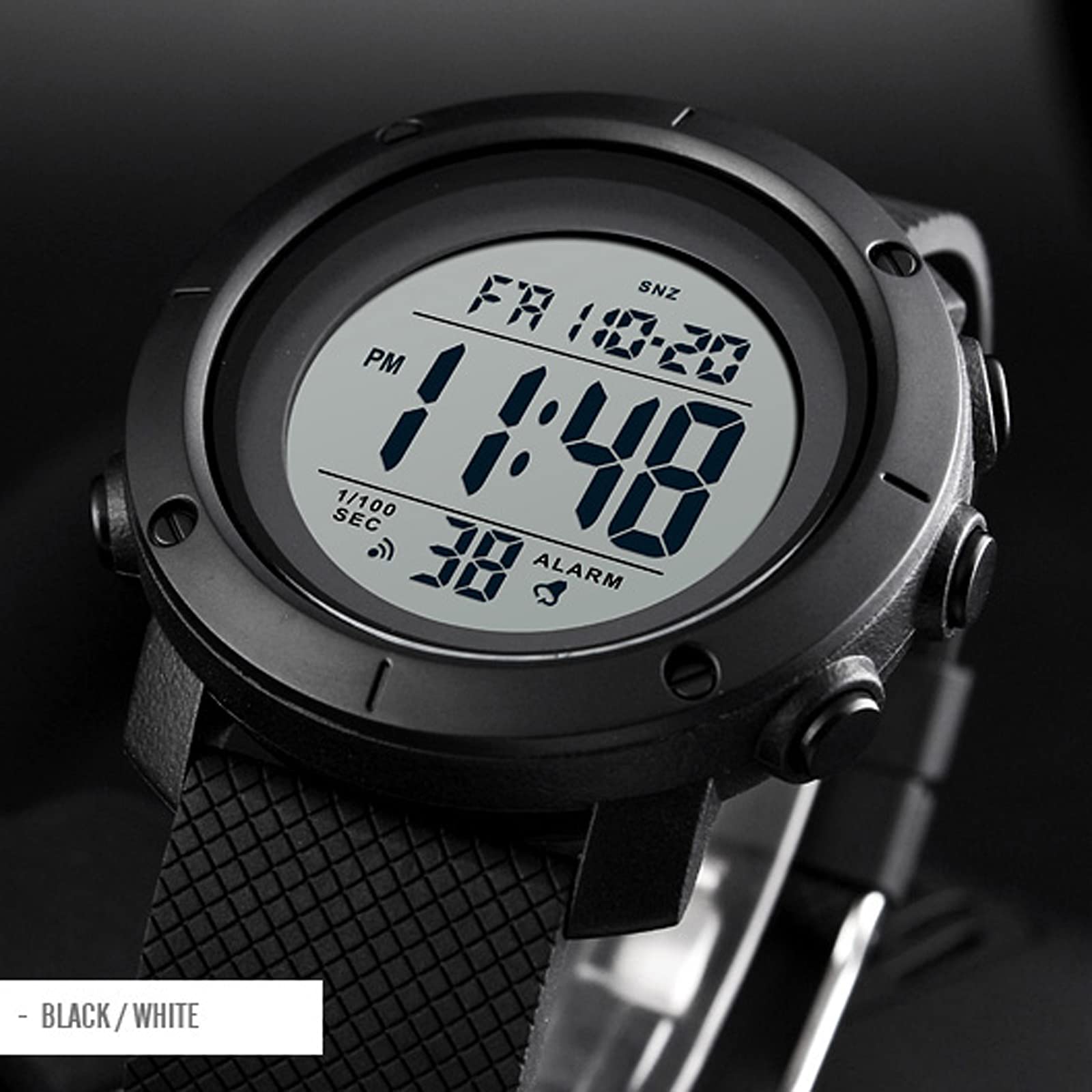 findtime Men's Digital Sports Watch Stopwatch Alarm Waterproof Wrist Watches for Men LED Tactical Dual Time Zone Display Electronic Outdoor Watch