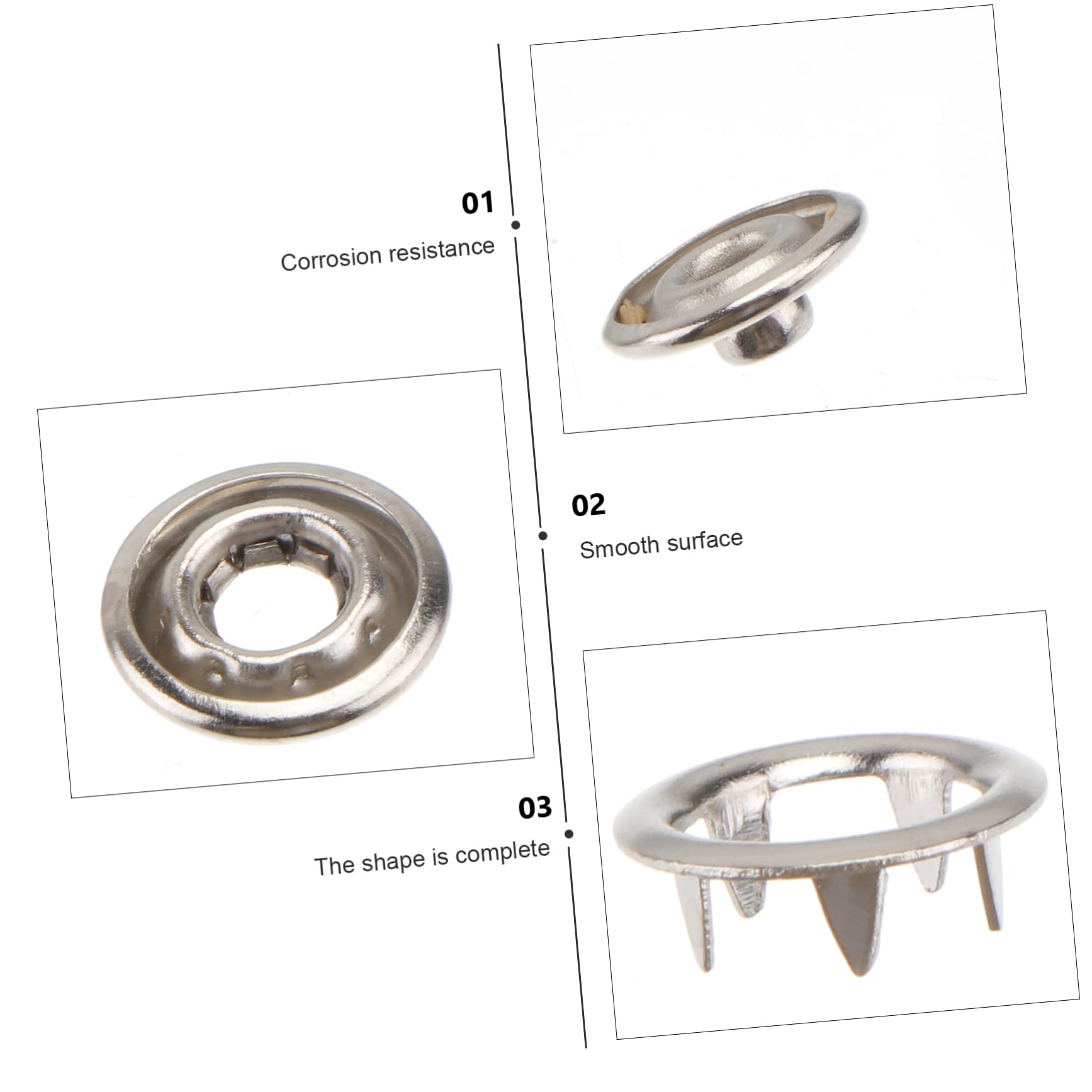 SHINEOFI 3 Set Di Bottoni A Pressione Cavi A Cinque Fibbie Bottoni Automatici A Pressione A e Per Abbigliamento E Arredamento Per La Casa 100 Pezzi*3