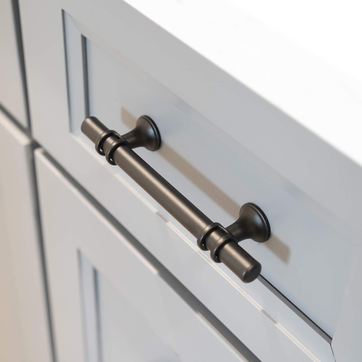 Modket 12-Series Matte Black T Bar Handle Pull — 3-3/4" (96mm) Hole Centers, 6" Overall Length — 10 Pack Modern Kitchen Cabinet Door Drawer Hardware/Dresser