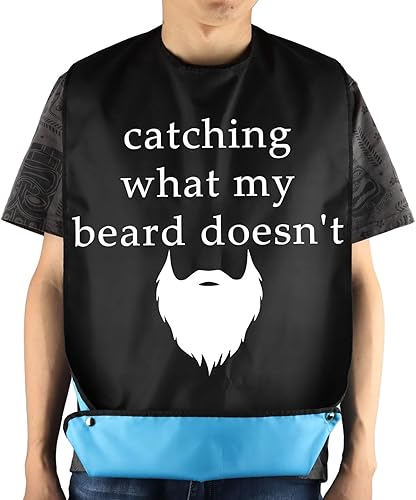 Miniatura 6 de Catching What My Beard Doesn't Baberos para adultos con atrapador de migas Bromas de mordaza Babero ajustable para comer protectores de ropa