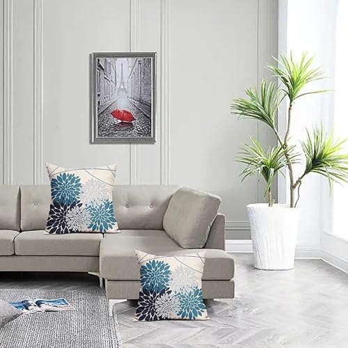 Miniatura 6 de Juego de 2 fundas de almohada de 18 x 18 pulgadas con estampado de flores de dalia, decoración al aire libre, funda de lino para el hogar, sala de