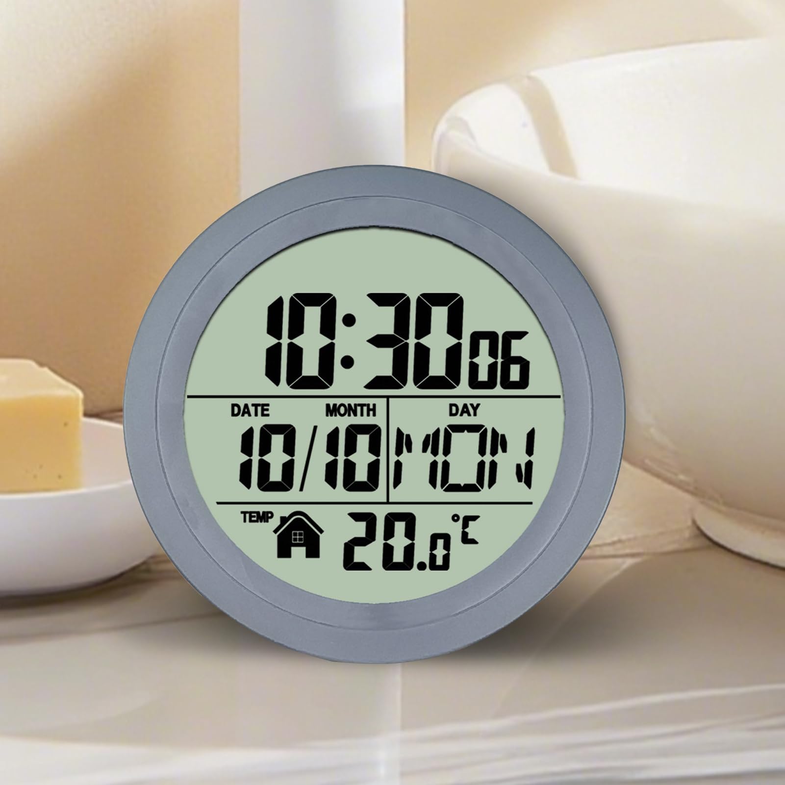Orologio da parete per bagno Impermeabile display LCD doccia decorazione