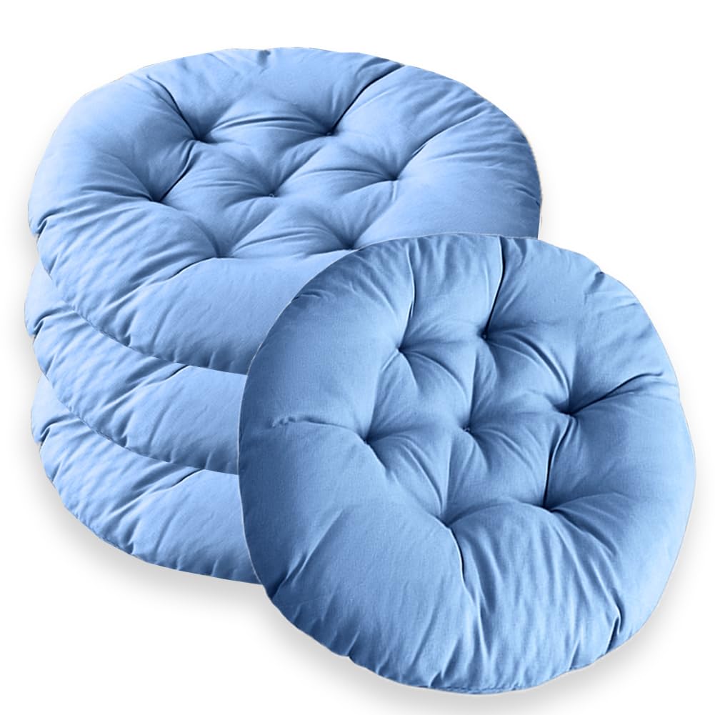 Set di 4 Cuscini Rotondi da 40 cm, Imbottiti in Cotone Perlato, per Sedia da Giardino, Ufficio, Balcone, Interni ed Esterni