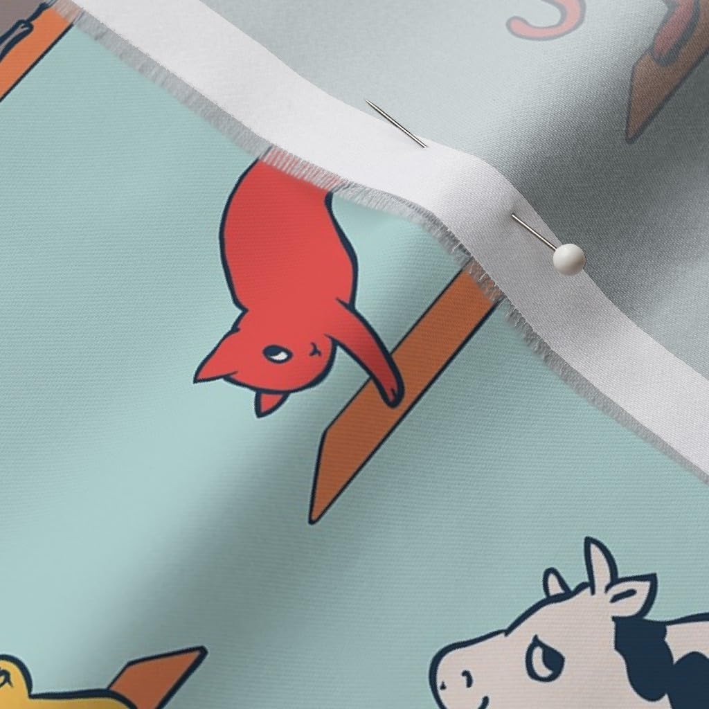 Spoonflower Fabric - Whimsical Animal Yoga Funny Cute Printed on Organic Cotton Sateen Fabric by The Yard - Sewing Quilting Apparel Home Decor