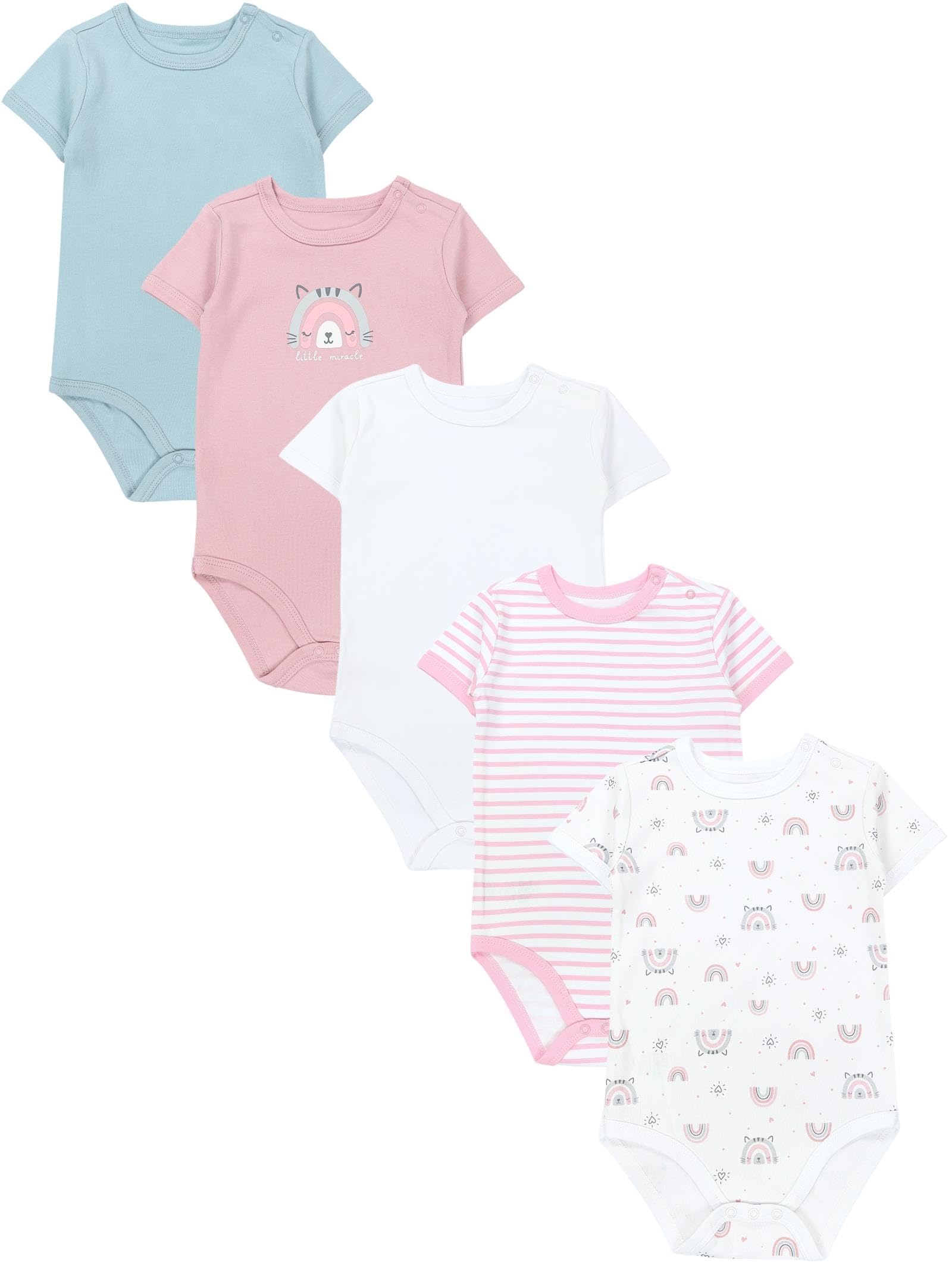 TupTam Baby Body Kurzarm im 5er Pack – Bedruckter Body Baby aus Baumwolle für Jungen und Mädchen