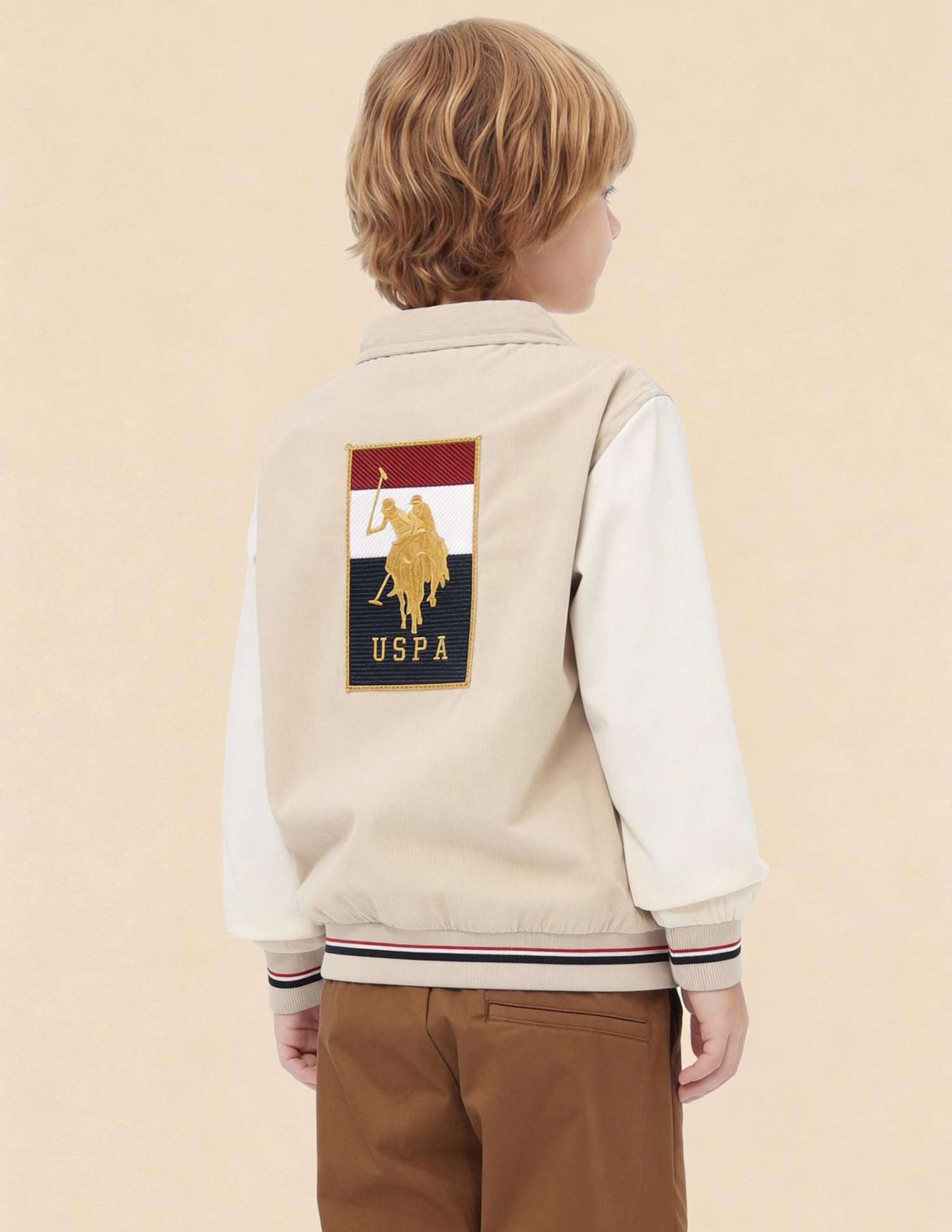Uspa Kids Boys Colourblocked Brand Embroidered Reversible Jacket (UKJCK0333_Beige_8-9 Years) 3