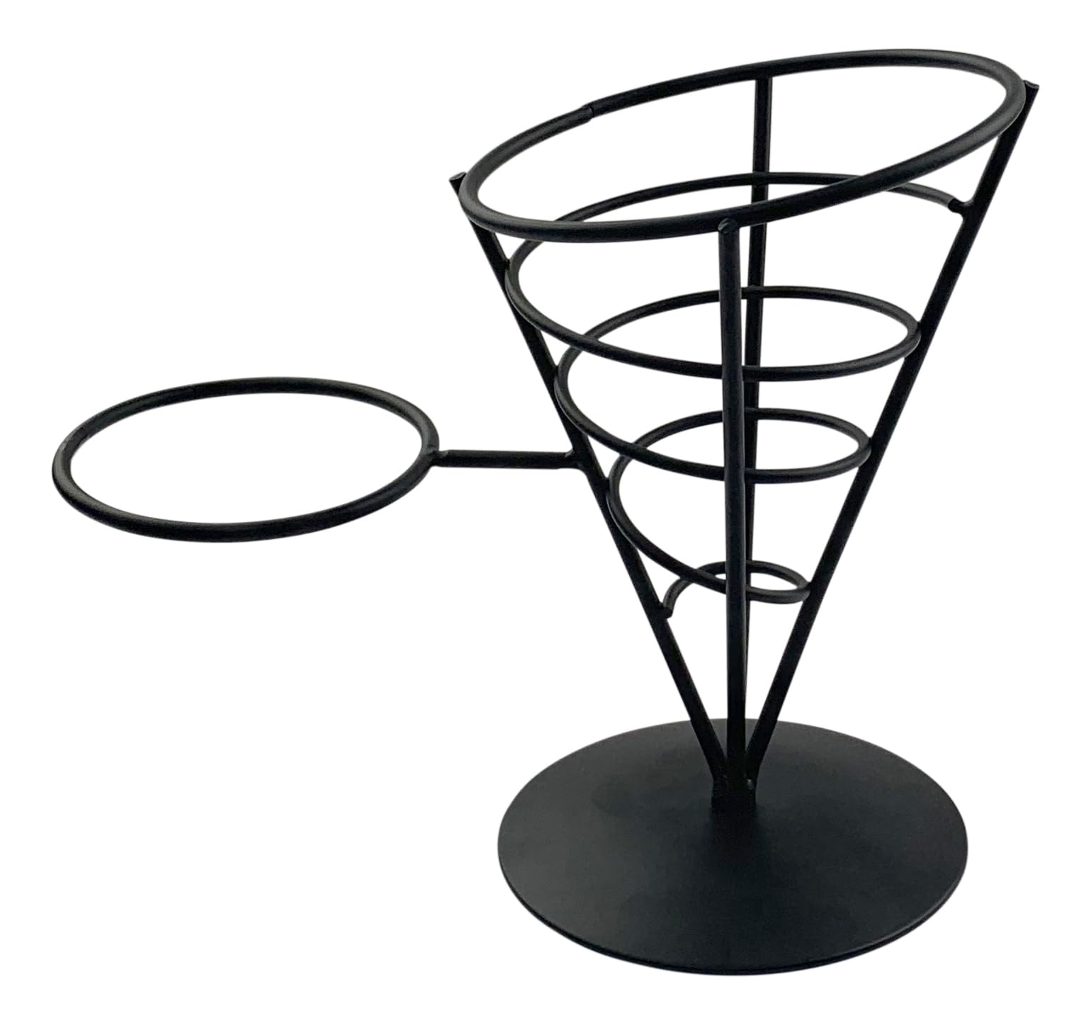 French Fry Cone Black Wire c/w Ramekin Holder