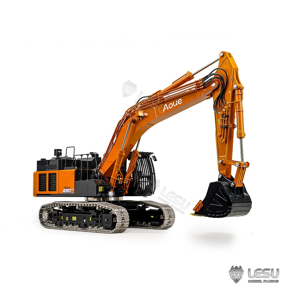 TOUCAN RC HOBBY Excavatrice hydraulique LESU RC à l'échelle 1/14 Aoue ZX490 Télécommande en métal pour pelleteuse lourde Voiture 6CH Valve Lumière 6CH Bague collectrice électrique