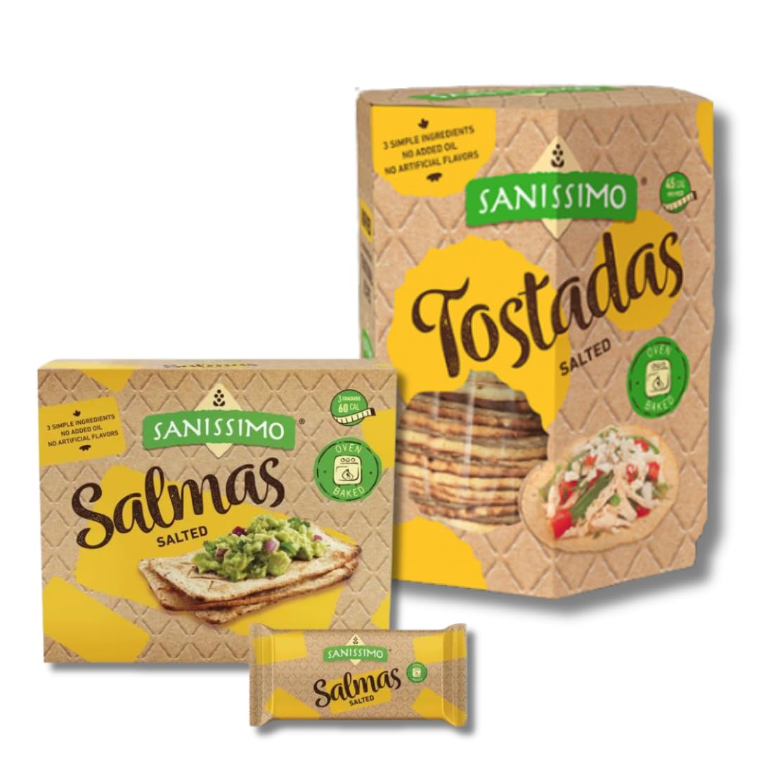 Sanissimo Oven Baked Corn Tostadas & Salmas Crackers Bundle Pack