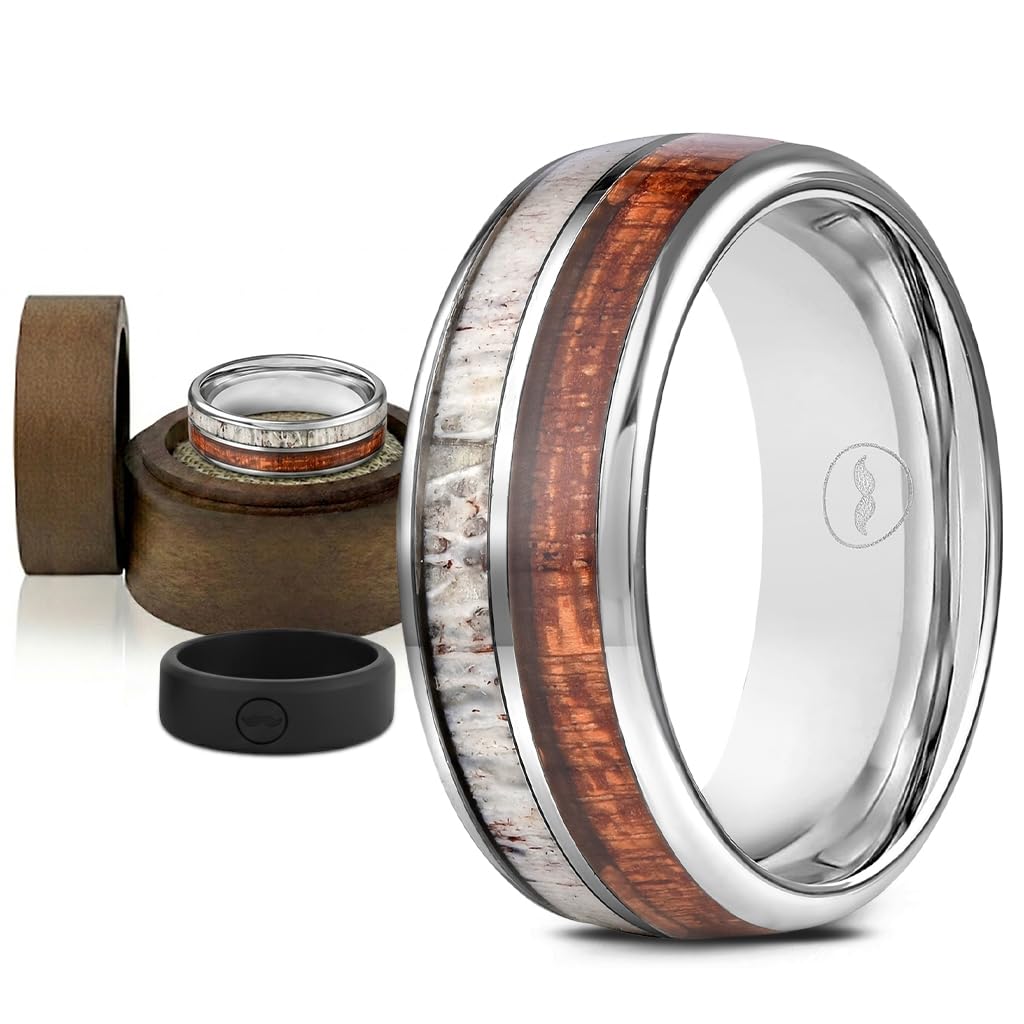 Gentlemen's Bands Koa Wood & Antler Ring