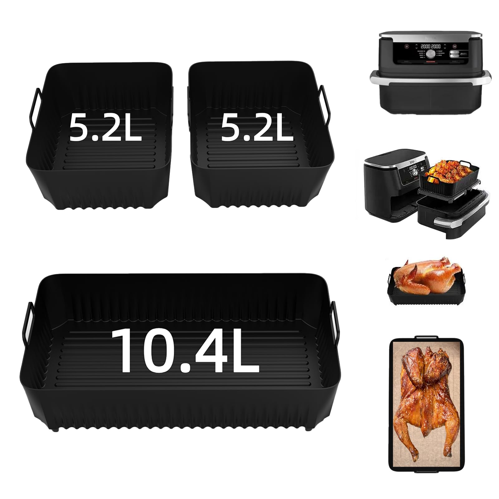 Ninja AF500DE Backform Set - Silikon Zubehör Für Heißluftfritteuse 10.4L