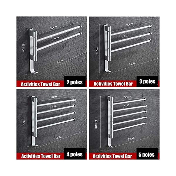 OH Towel Rack Black Wall-Mounted 180° Angle Towel Rack Holder Hook Hanger Rotating Bar Bathroom Kitchen for Bathroom,Towel Strong and Sturdy - Image 4