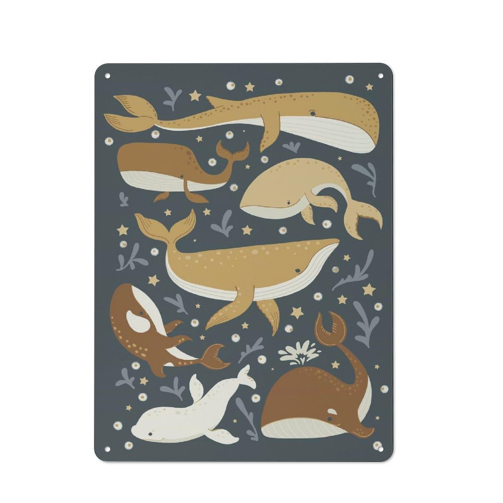 Junmoney Whales Tin Sign 40X30cm For Café Or Home Bar, Rustic Wall Decor, For Café-Style Decor Fans