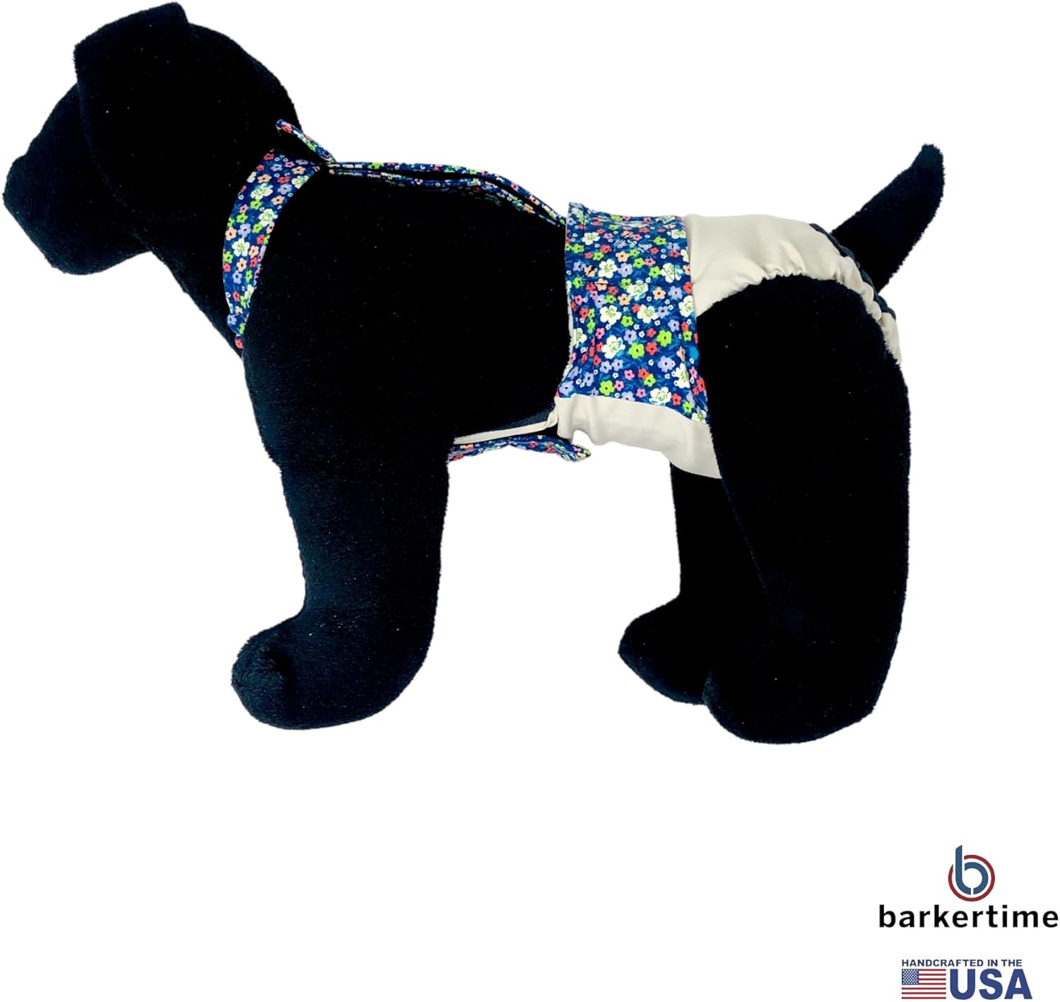 Flower Garden on Frosty Cream Dog Diaper Overall, M, Without Tail Hole - Made in USA