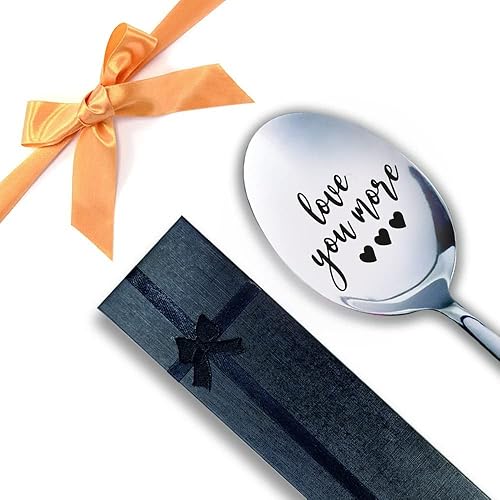 TyM Love you more forever - Cuchara de acero inoxidable grabada para café té cereales helado regalo grabado para élella mango resistente de 7