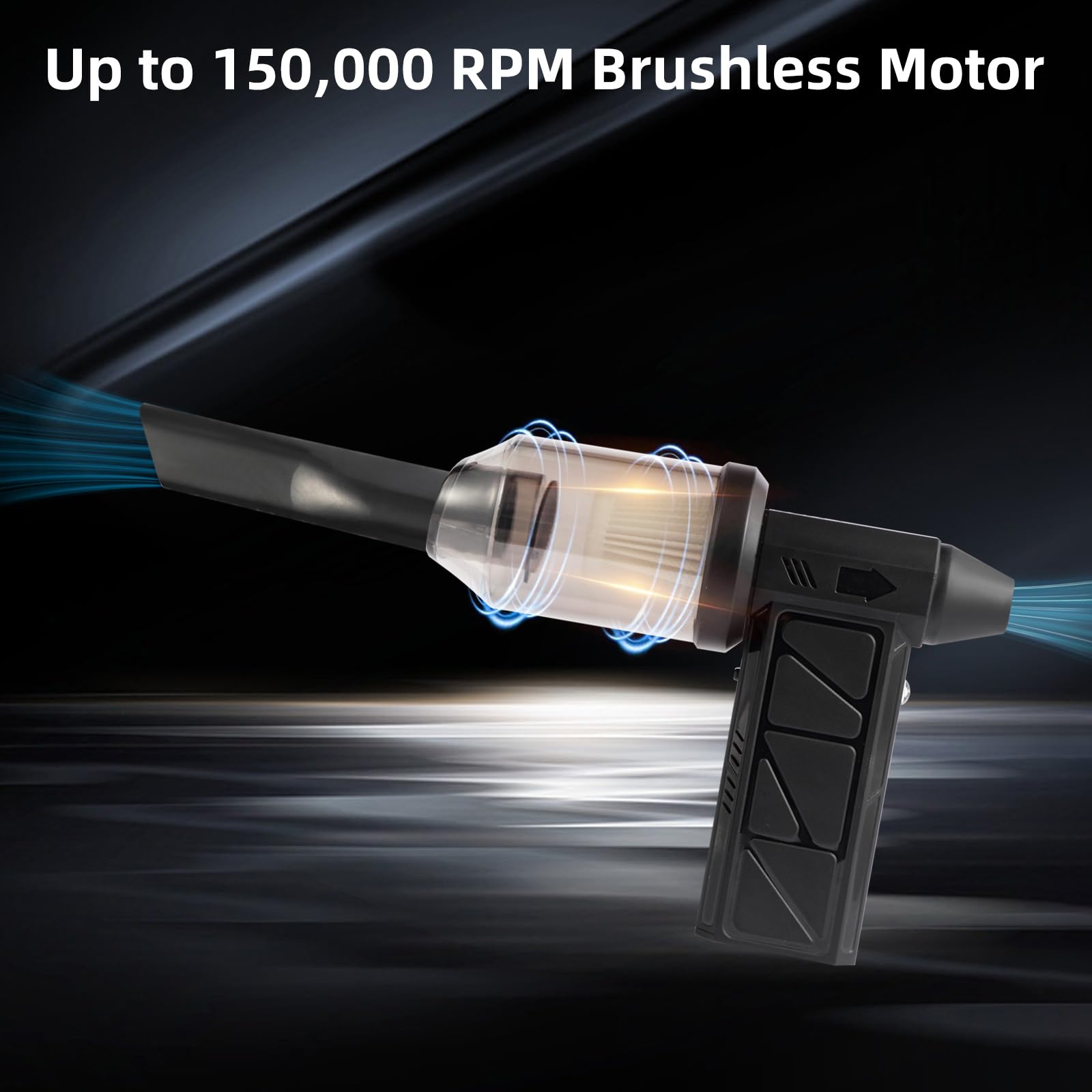 Bpbdzz Electric Air Duster with Blow & Suction Dual Function | 150,000 RPM Brushless Motor, Type-C Rechargeable, 4 Speeds & LED Light | 8000mAh Long Battery Life | Portable Blowing and Suction Fan