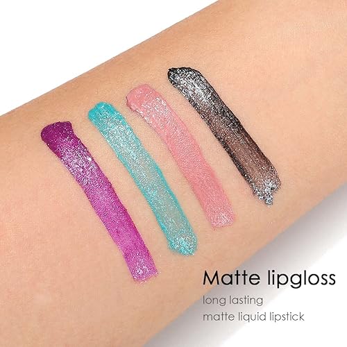 Miniatura 3 de Lápiz labial líquido con purpurina mate, brillo de labios de alto pigmento, labios de fiesta, maquillaje para mujeres y niñas, paquete de 1 (nude)