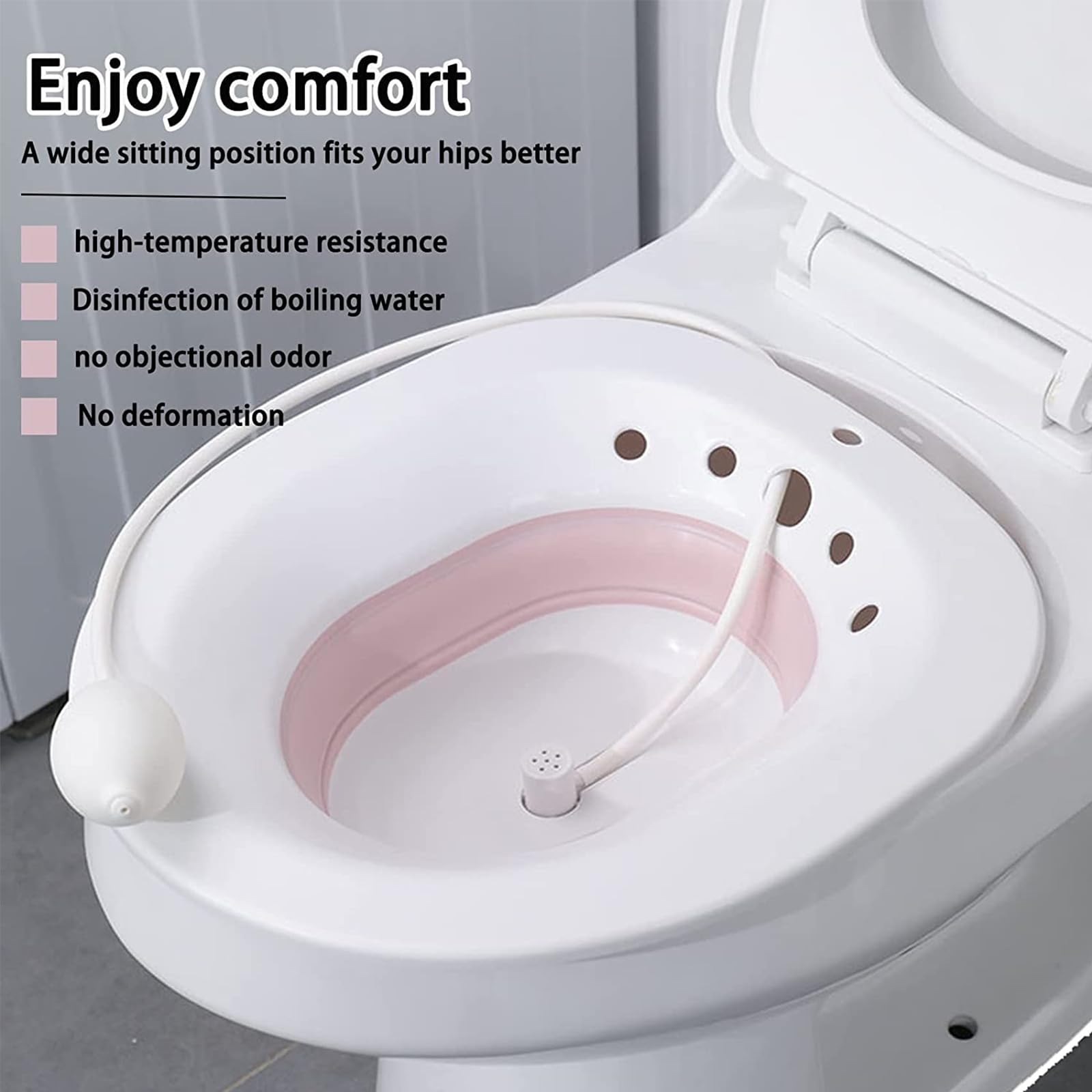 Baño De Asiento Plegable para Inodoro, Lavabo De Baño De Asiento Portátil para Tratamiento De Hemorroides, Cuidado Posparto, Mujeres Embarazadas, Cuidado Perineal Y Ancianos