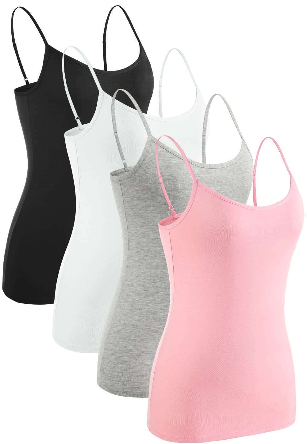 Rosyline 4 Piece Women Camisole Basic Undershirt Adjustable Spaghetti Strap Tank Top