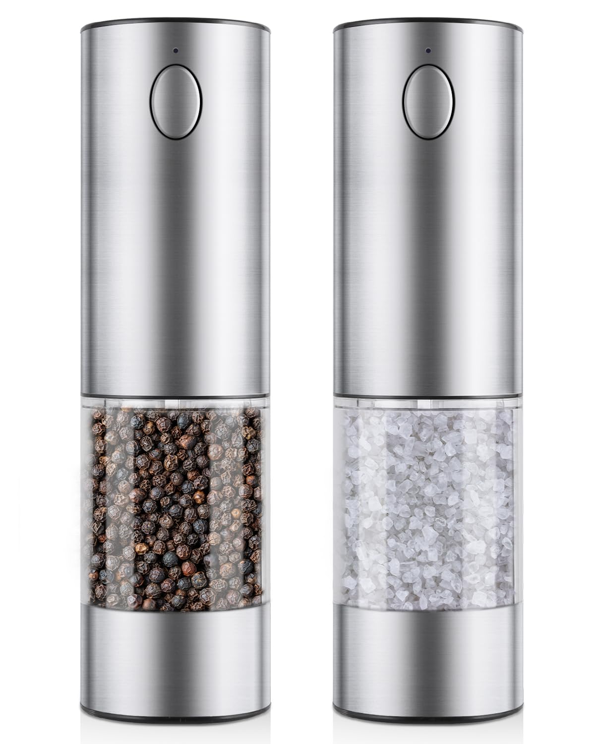 Newise Electric Salt and Pepper Grinder Set Rechargeable with Light, Automatic Adjustable Coarseness, Kitchen Gadgets, Housewarming Gifts for New Home, Stainless Steel