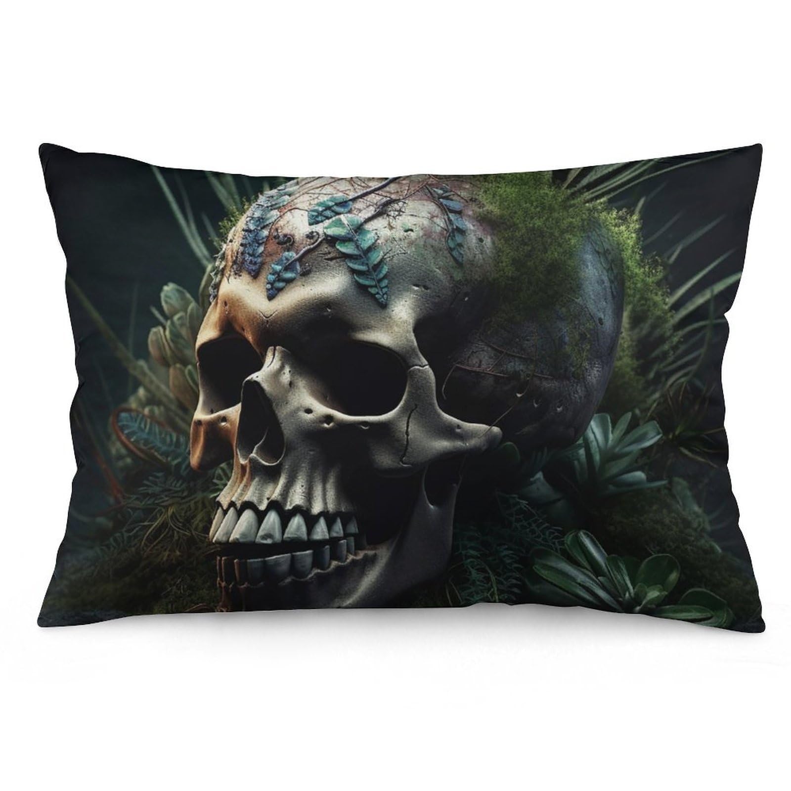 NTVOWPZO 2 Pack Decoration Throw Pillow Covers 20"x30" Pillowcases Covers Skull and Plants Pillowcases Modern Farmhouse Home Decor Sofa Cushions Covers for Couch Bed Living Room
