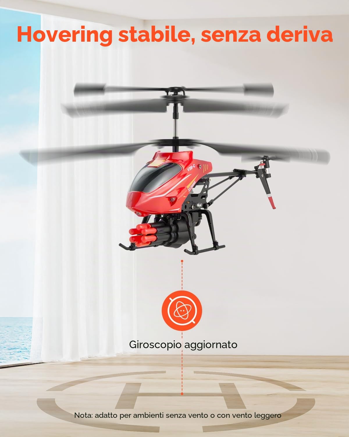 VEVOR Elicottero RC, Giocattoli Elicottero Radiocomandato Volante da 2,4 GHz 3,5 Canali con Modalità di Sparo, Mantenimento dell'Altitudine, Decollo/Atterraggio con un Solo Tasto e Luci a LED