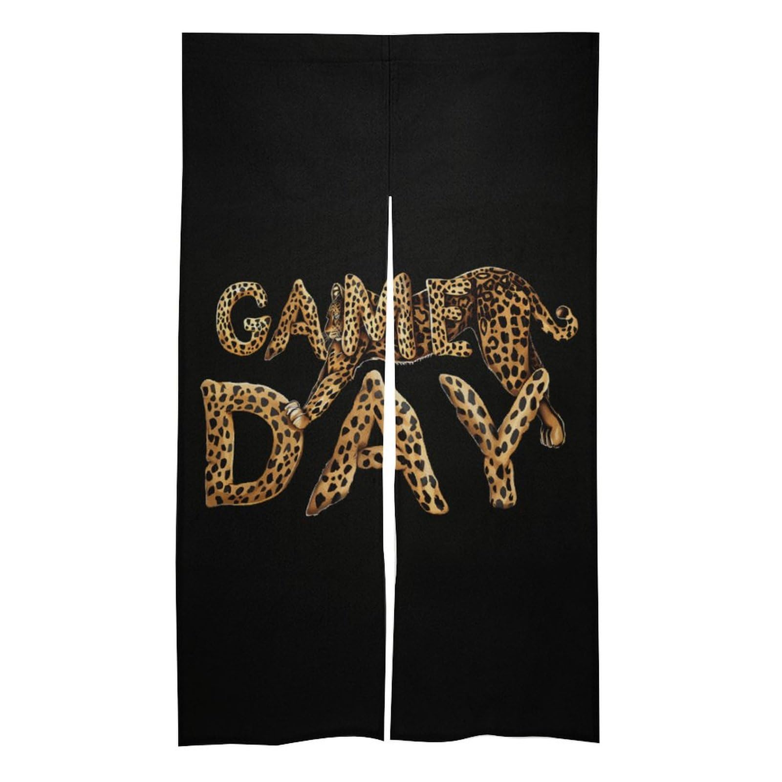 Game Day Cheetah Leopard Print Football Funny Doorway Curtain 2 Panel Insulated Window Door Cover for Patio Kitchen Bedroom