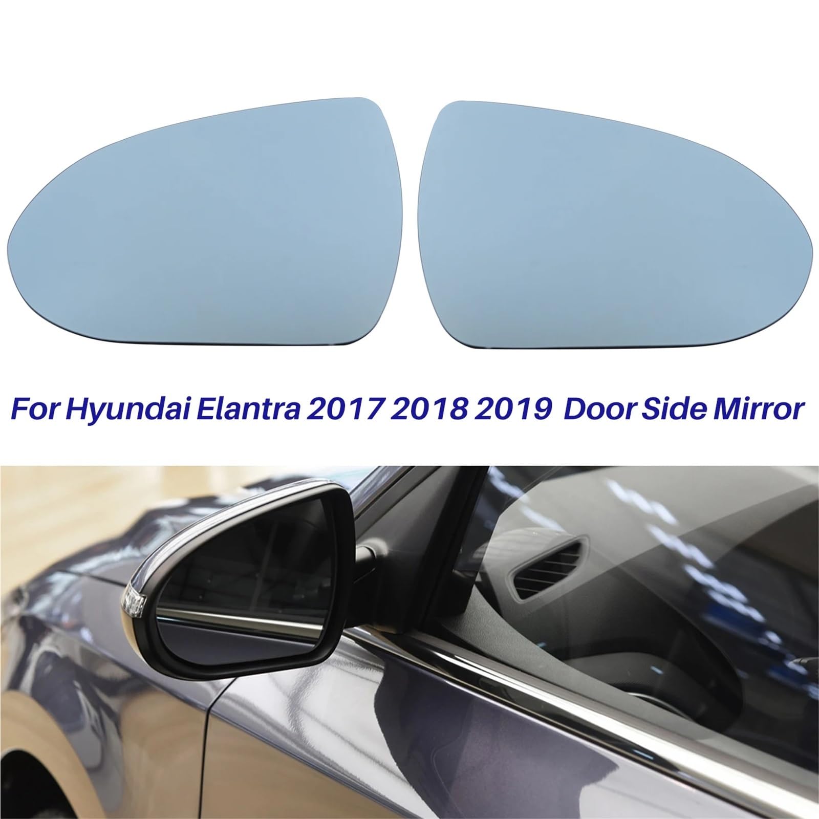 Vetro Dello Specchietto Retrovisore Per Hyundai Per Elantra 2017-2019 Lente in vetro per specchietto retrovisore laterale con riscaldamento installare(Left and Right)