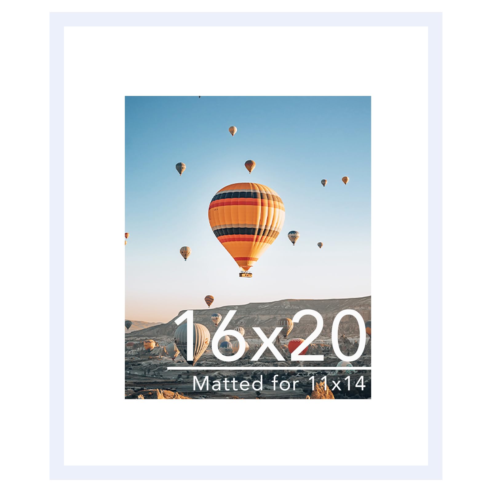 JCJMY 16x20 Picture Frame with 11x14 Mat, Display Photo 11x14 with Mat or 16 x 20 Without Mat, Wall Hanging Large 16 by 20 Poster Frame with Plexiglass, White