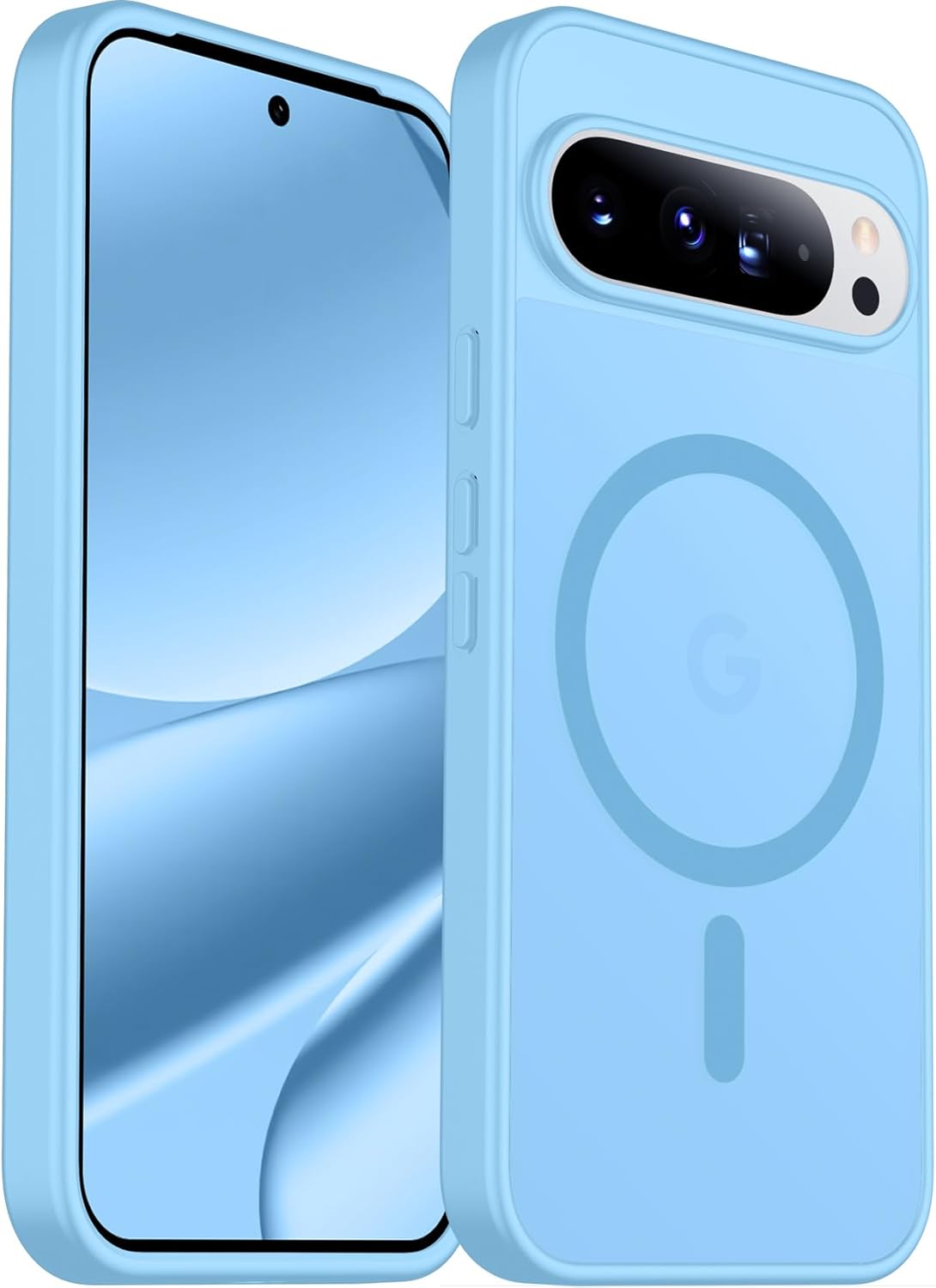 SPIDERCASE Magnetic for Google Pixel 10/Pixel 10 Pro Case, Military Grade Drop Protection Slim Translucent Matte Shockproof Anti-Fingerprint Phone Case for Pixel 10/10 Pro, Light Blue Light Blue Pixel 10/10 Pro