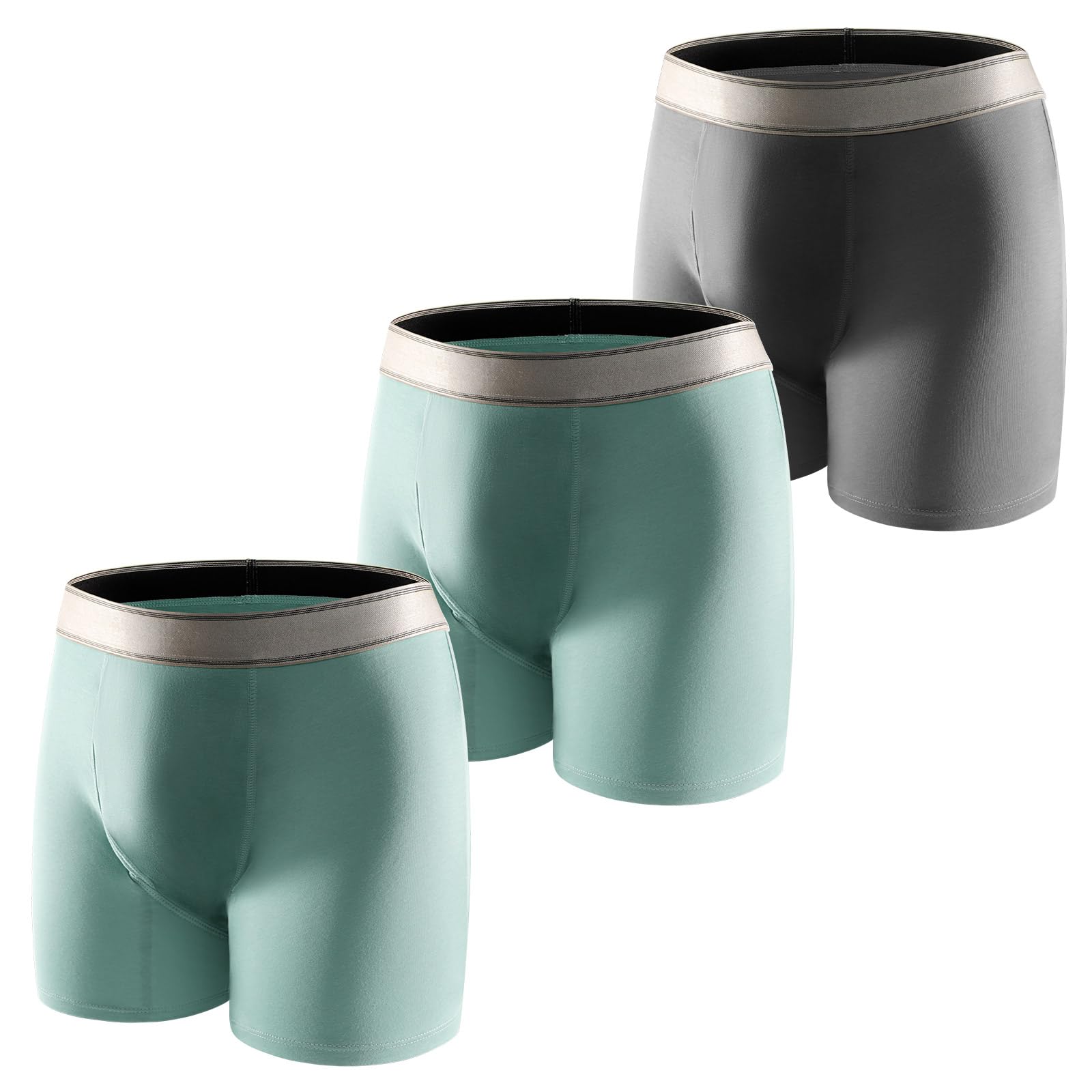 Carer 3er-Pack Waschbare Inkontinenz Pants Männer aus Baumwolle Herren-Boxershorts für Inkontinenz mit 150 ml Pad wiederverwendbar leckgeschützt Blau Grau Größe M