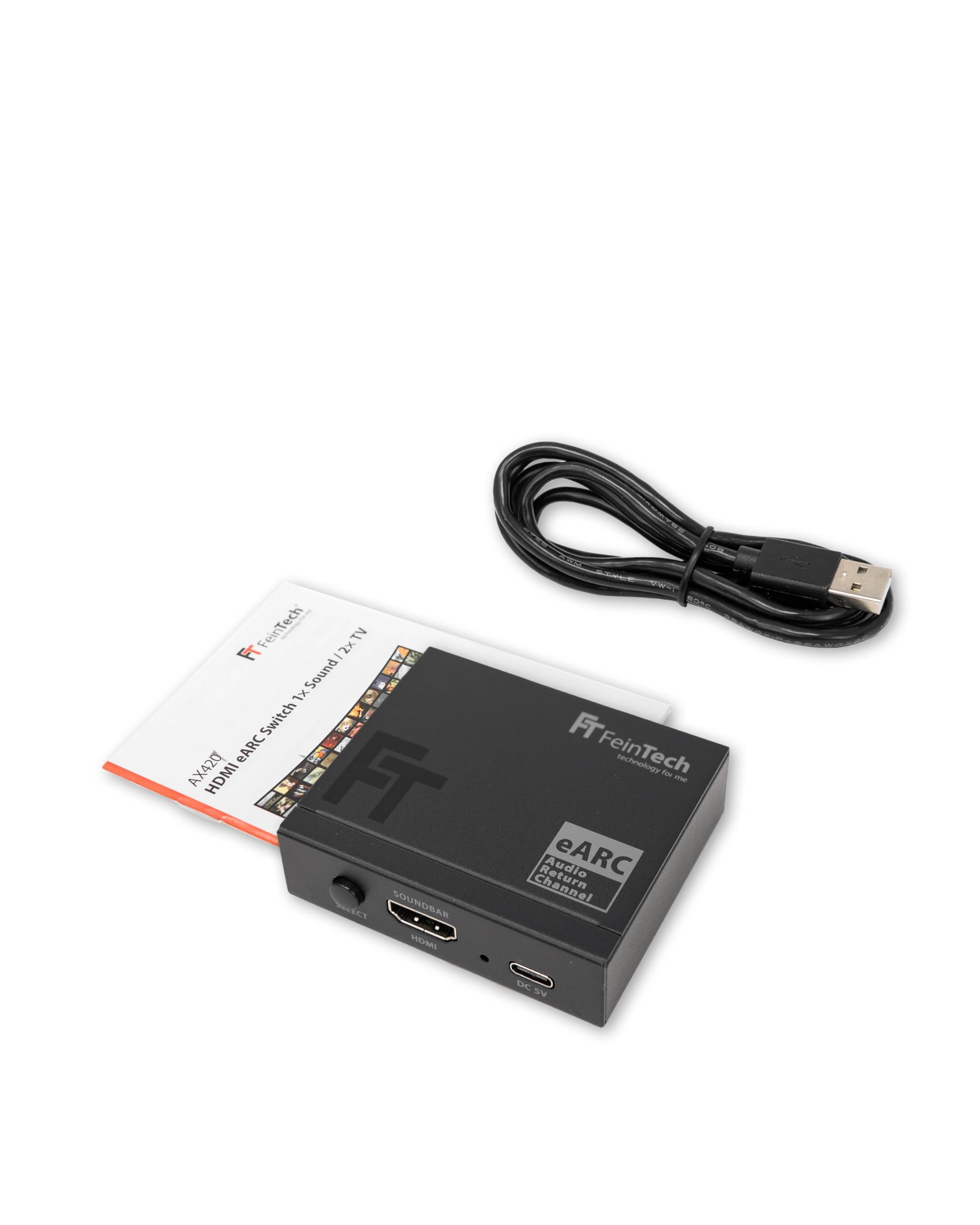FeinTech AX420 Przełącznik HDMI eARC 2 TV x 1 Soundbar - Użyj swojego Soundbara na 2 wyświetlaczach