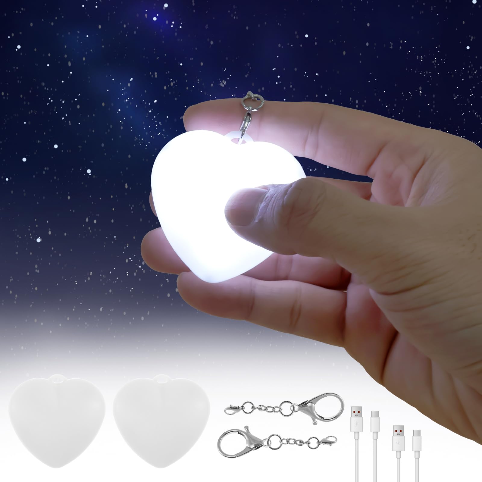 2 unità di torcia da tasca con sensore per borsa a mano USB 2 modalità Smart Touch portatile LED torcia da tasca regalo per famiglia, amici, fidanzata, madre (forma di cuore)