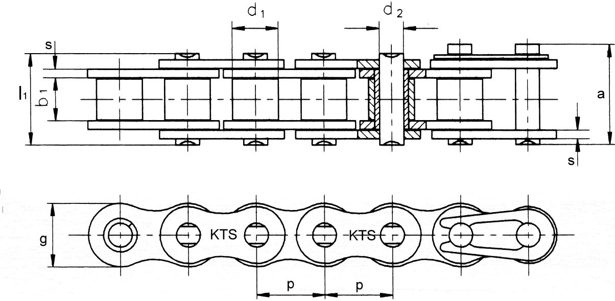 1 Bund (=5m) TEC Rollenkette 12B-1 (3/4 x 7/16'') DIN8187 [Grundpreis: 6,40EUR/m]