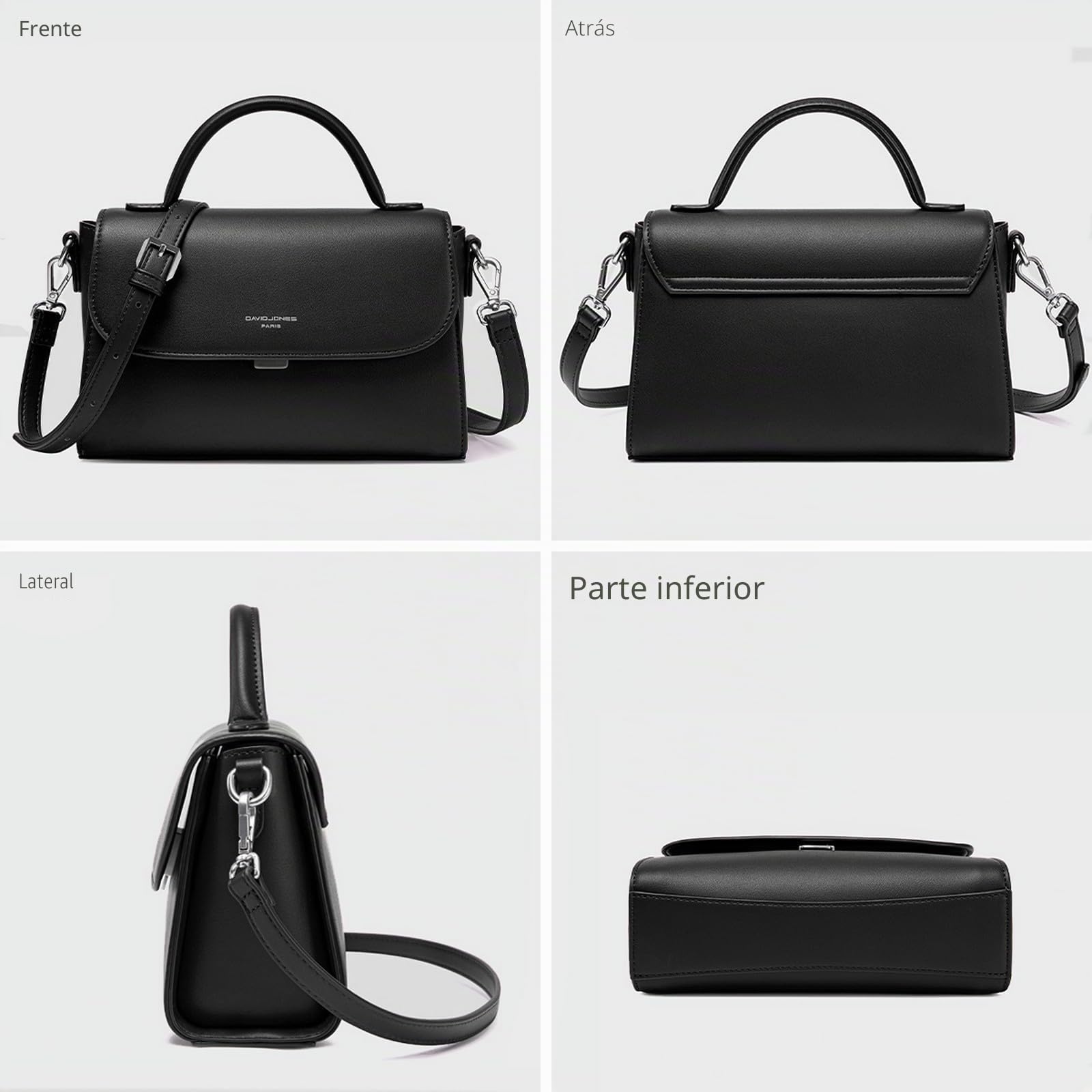 David Jones - Bolso bandolera para mujer de tamaño mediano - Bolso de mano de mujer con solapa de piel sintética - Bolso de hombro de moda con asa - Elegante bolso de ciudad - Vida cotidiana moderna
