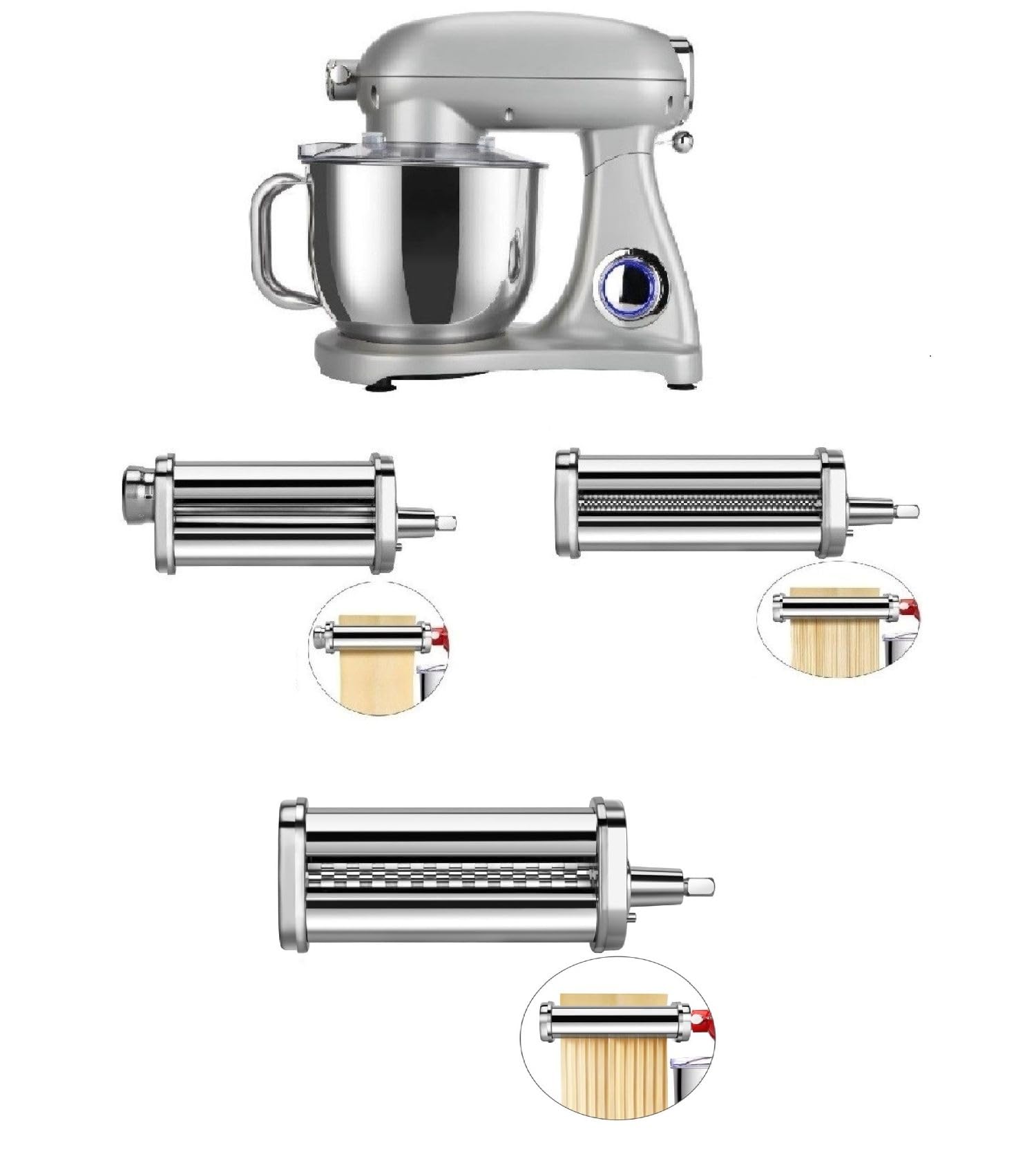 Impastatrice planetaria 7 litri KM1510 DCG 1800W con accessorio spaghetti, sfogliatrice, fettuccine (Grigio)