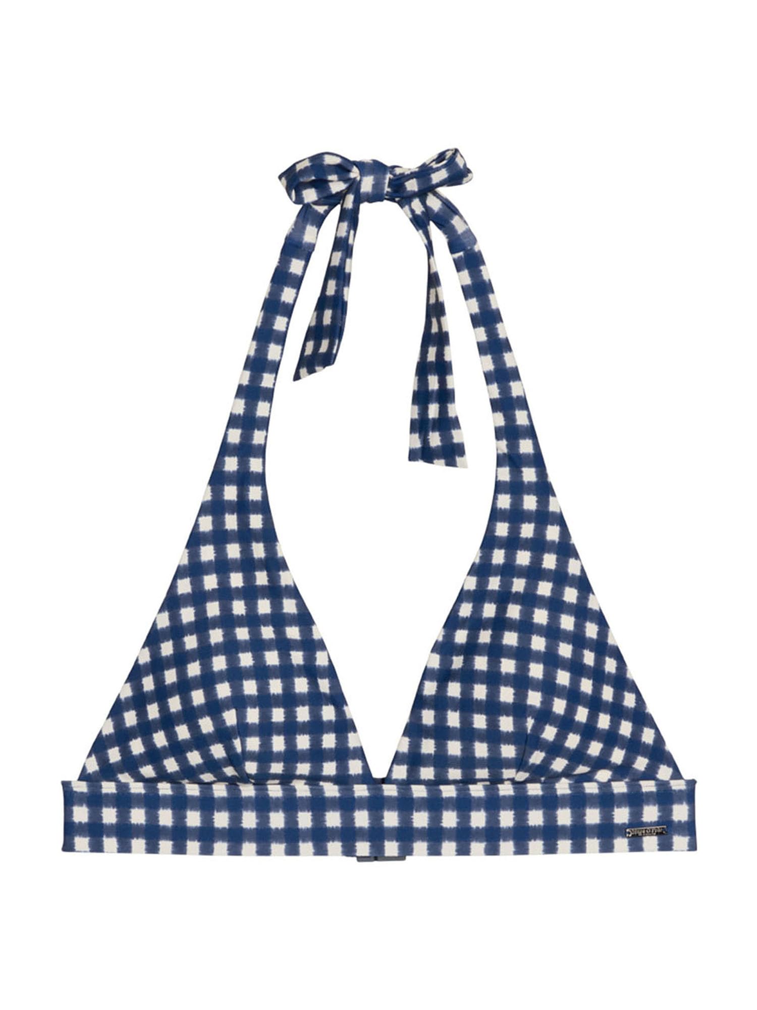 Marc O'Polo Women's Shiny Triangle Bikini Top, Shiny Navypeonycheck, XL