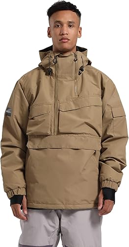 GSOU SNOW Chaqueta de esquí para hombre, abrigo de nieve para snowboard, cálido, invierno, impermeable, con capucha