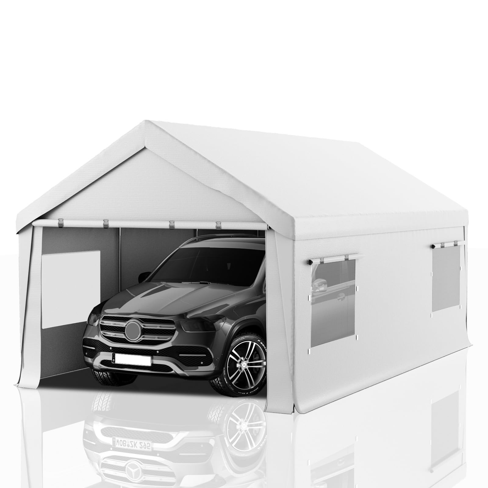 Carport 12x20 Heavy Duty Portable Garage,Carport Canopy with Roll-Up Windows & Doors,Portable Garage and Shelter with Removable Sidewalls,Car Tent Garage with All-Season Tarp for Boat Tractor Truck